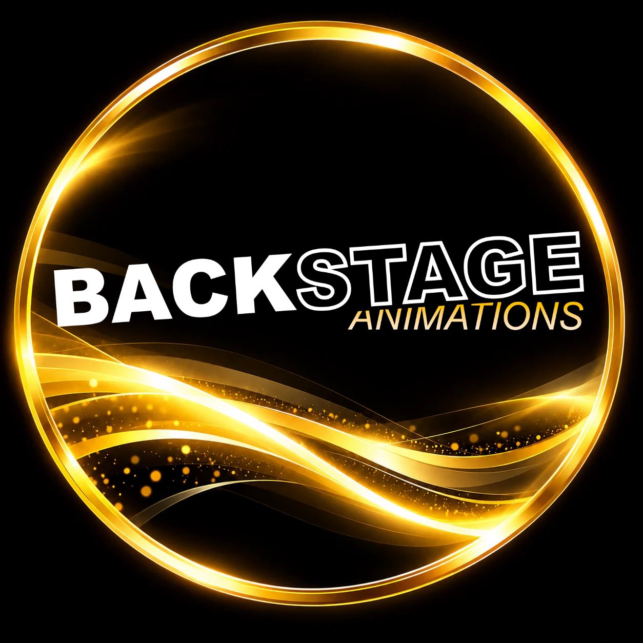 Logo circulaire Backstage Animations doré